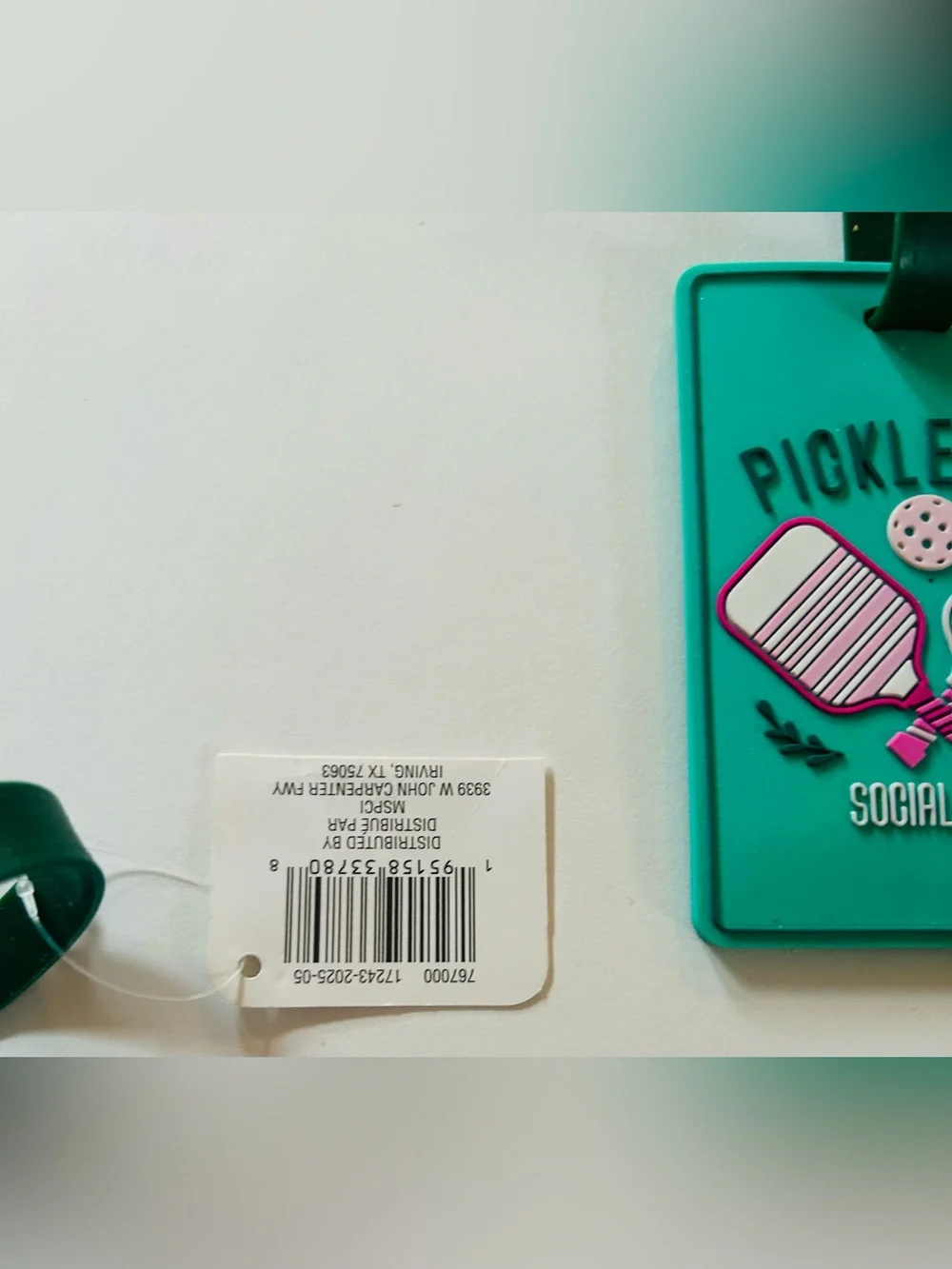 New 2 Pickleball Luggage Tags Green and Pink